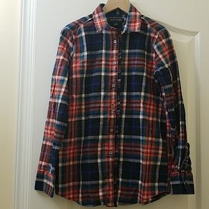 Ruffle edge flannel shirt